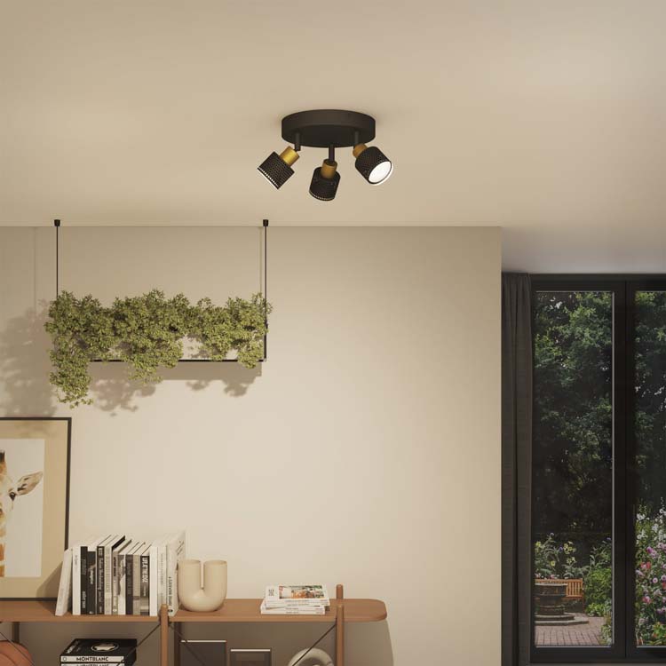Spot en saillie - Noir/or - 21,7x19,6x9,1cm - GU10 - 3x35W
