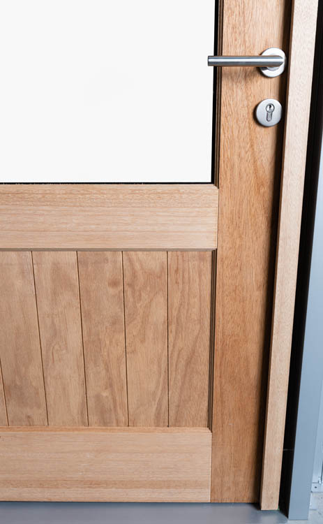 Houten buitendeur meranti natuur helder glas 940x2145mm rechts duwend