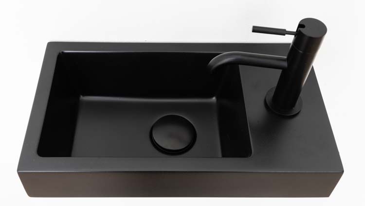Lave-mains Azura marbre minéral noir 7x40x22cm