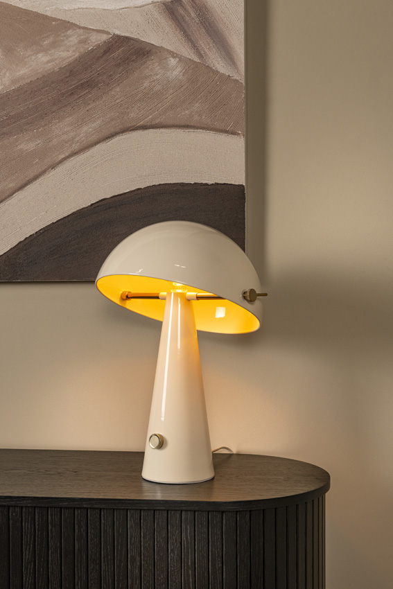 Lucide Vibes Barone - Tafellamp - Ø38cm - 1xE27 - Taupe
