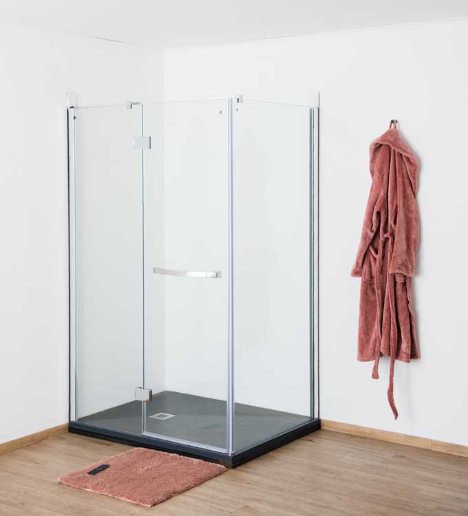 Douchewand Uriel met vaste wand en draaideur chroom profiel 88-90x190cm