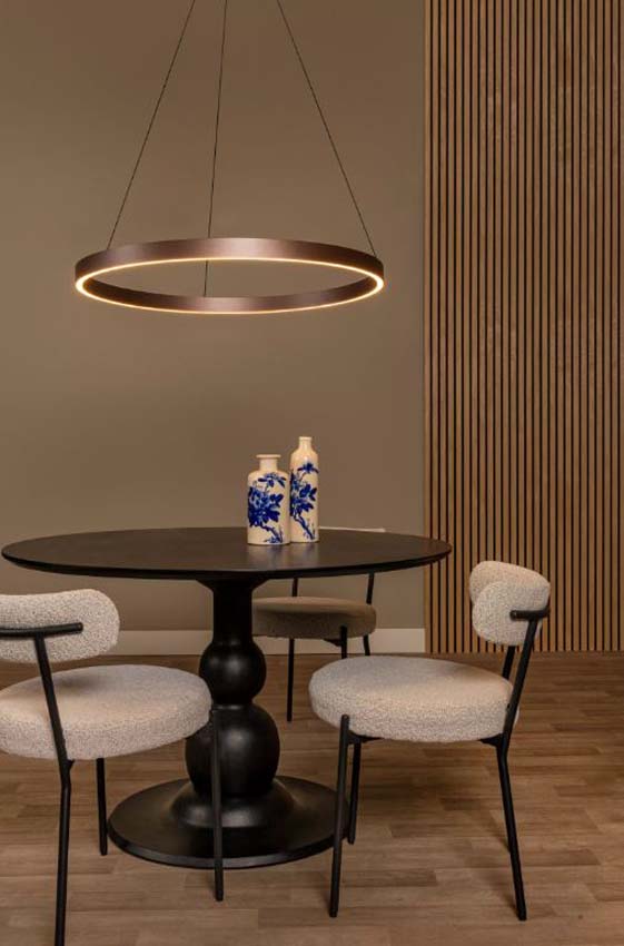 Lucide Vibes Liane - Suspension - Ø80cm - LED Dimmable - CCT - 2x36W 2700K/4000K - Brun rouille