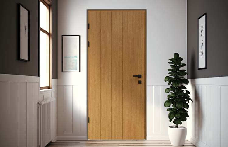 Porte extérieure bois Duero meranti naturel 980x2180mm ouvrant à gauche