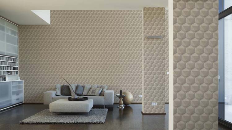 Vinyl op vlies behang 0,53x10m hexagon leem