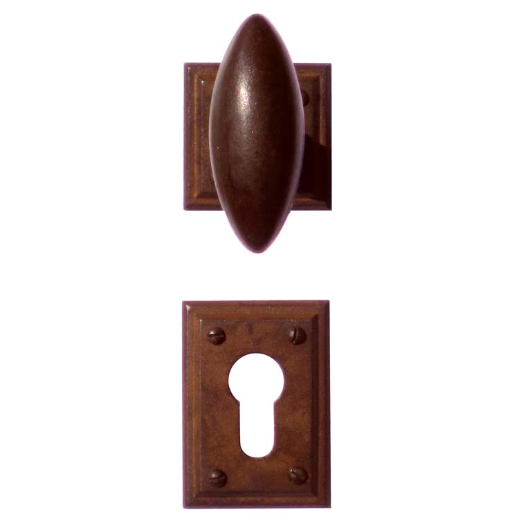 Poignée de porte pro lecce rouille carré rosace cylindre