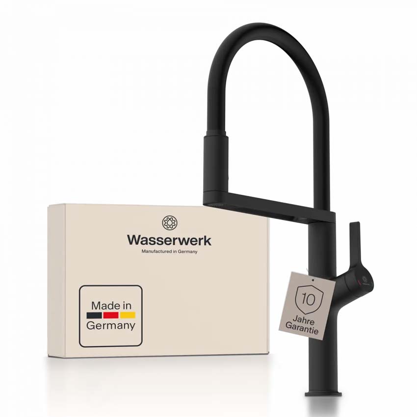 Robinet de cuisine Wasserwerk WK 2 noir mat avec bec extractible