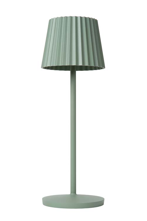 JUSTINE - Oplaadbare Tafellamp Buiten - Accu/Batterij - LED Dimb. - 1x2W 2700K - IP54 - Met draadloos oplaadstation - Groen