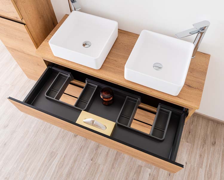 Badmeubel Daria eik goudbruin 1200 mm staand opbouwtablet melamine Badmeubel Daria eik goudbruin 1200 mm staand opbouwtablet melamine