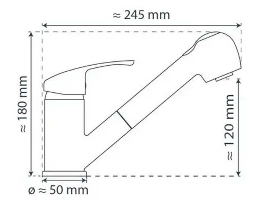 Keukenkraan Diana chroom met uittrekbare uitloop