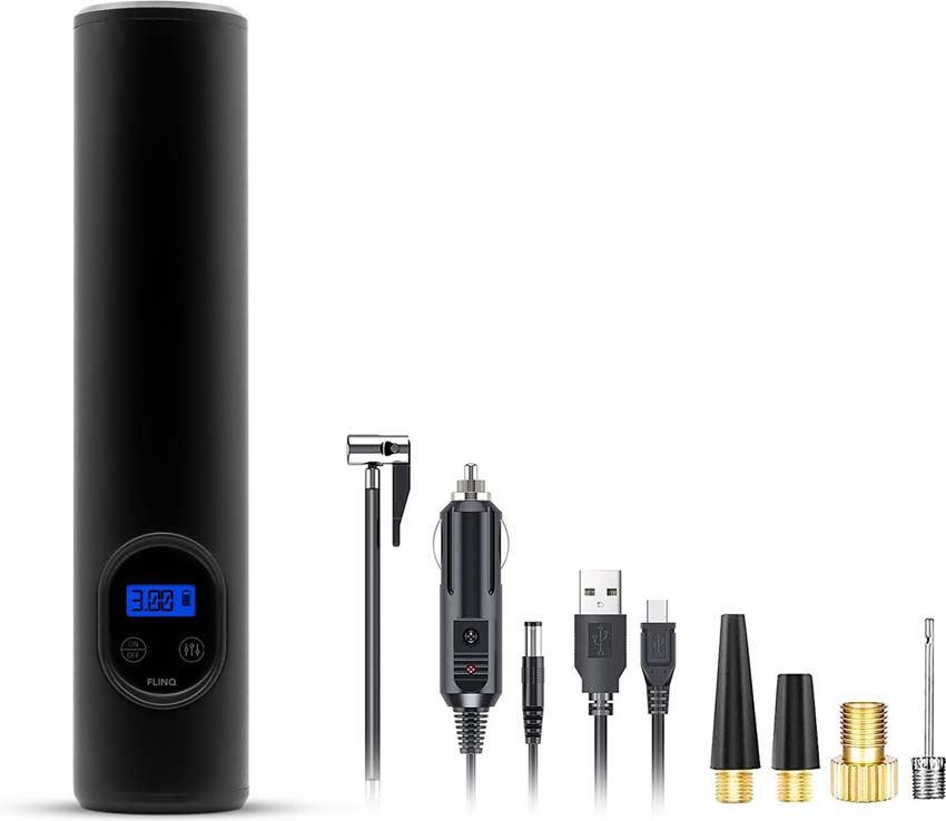 Draadloze luchtcompressor met usb en 5 opzetstukken