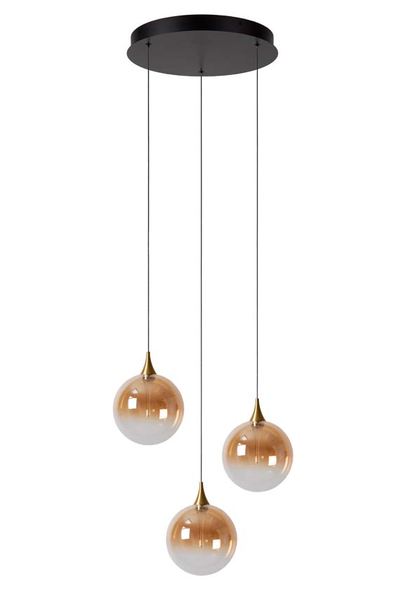 Lucide GISELA - Hanglamp - Ø 36 cm - LED Dimb. - 3x4,3W 2700K - Amber