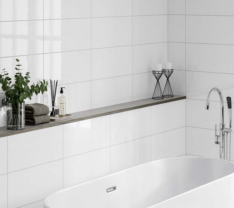 Wandtegel Romy glans wit 30x60x1cm