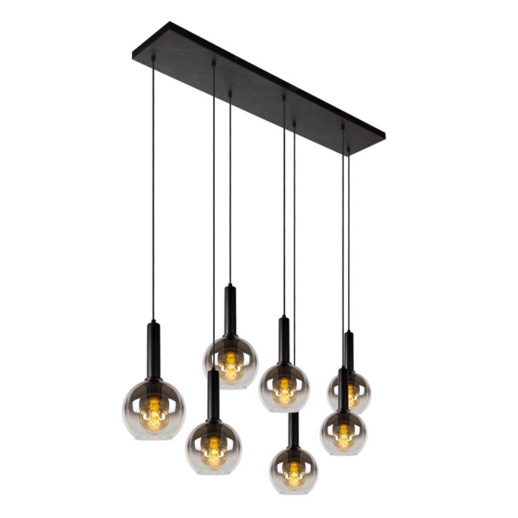 Suspension - noir - 130x30x150cm - dimmable - 7xE27 - 40W