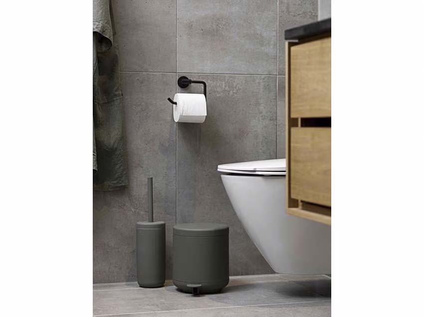 Poubelle de salle de bain Ume en céramique vert olive