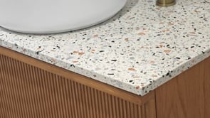 Topblad terrazzo Usher excl opbouwkom voor enkel badkamermeubel  90,5cm