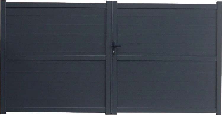 Portail battant double Orlando aluminium anthracite 300x180cm - fermé, quincaillerie incluse