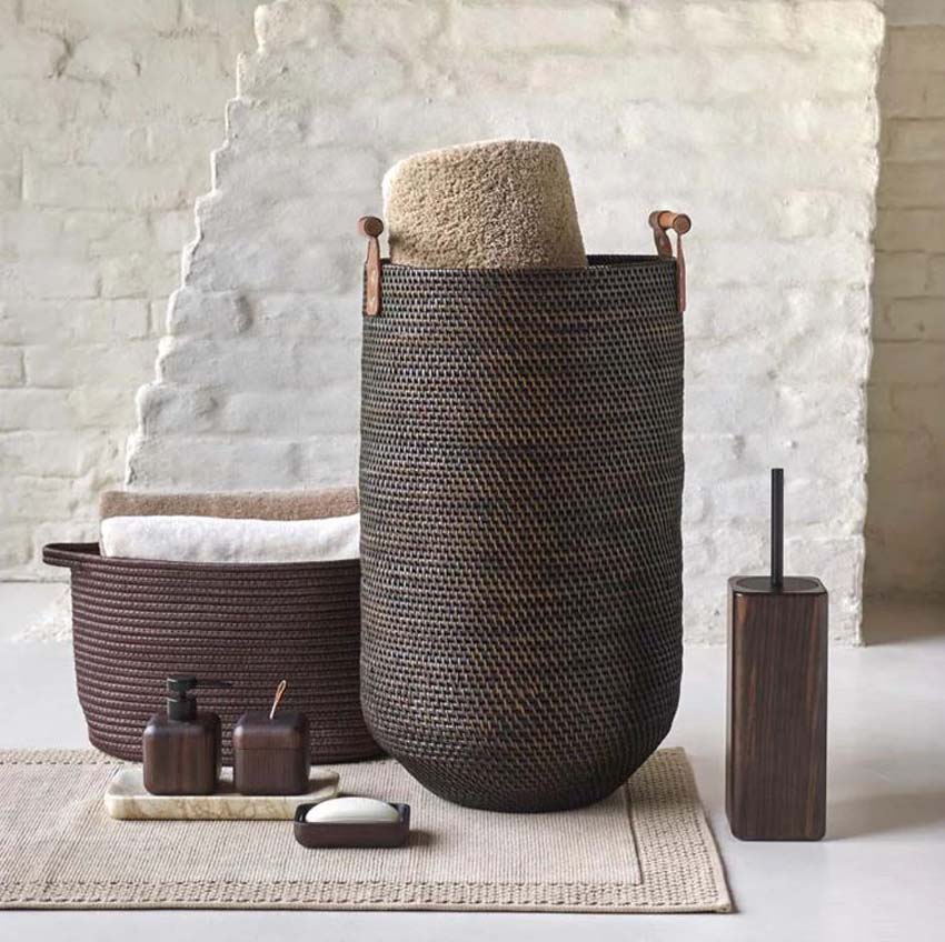 Panier de linge Aquanova rotin pecan 35x35x60cm