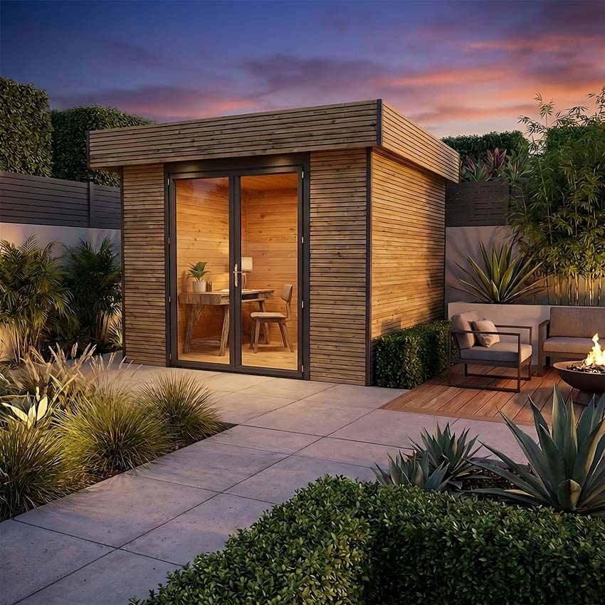 Tuinstudio Amelia M vurenhout naturel 300x300x236cm dubbele deur