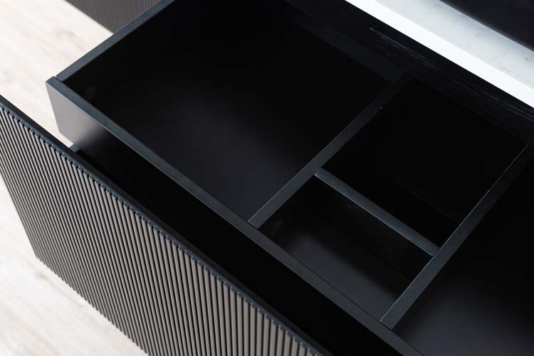Meuble de salle de bains Windsor noir mat suspendu avec vasque à poser simple 120cm