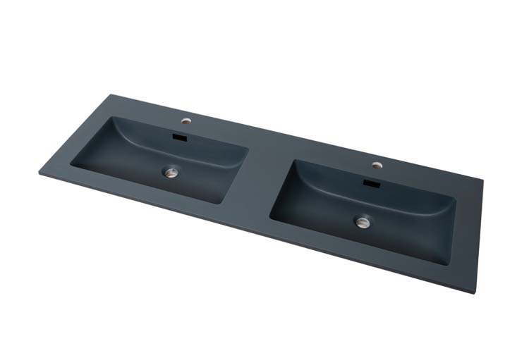 Lavabo Mick double gris foncé 140x46x1,6cm