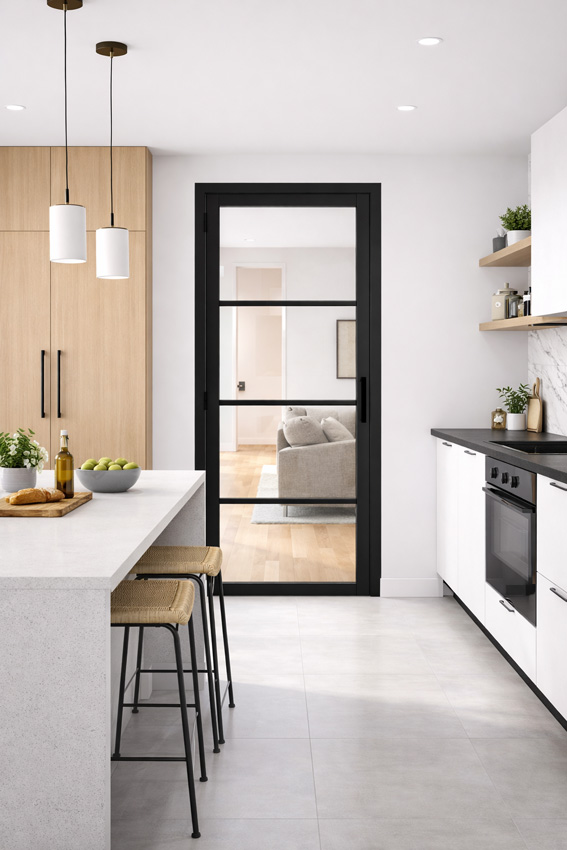 Bloc-porte 83cm steel look feeling 4R verre clair 201.5cm