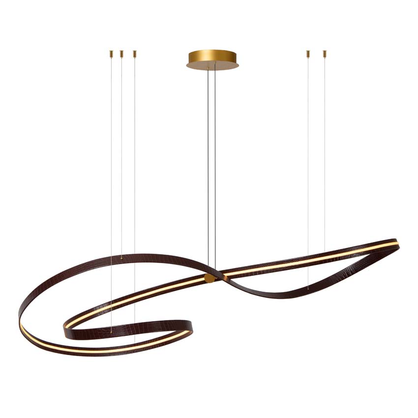 Lucide Premium Slalom - Hanglamp - LED Dimbaar - CCT - 1x80W 2200K/4000K - Koffie