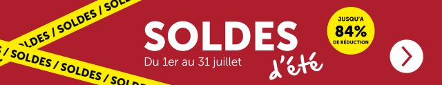Soldes jusqu'a 84 %  de réduction !