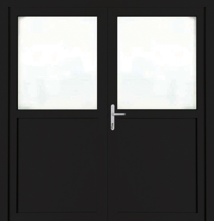 Porte extérieure pvc noire/noire double demi-vitrée G SUR MESURE