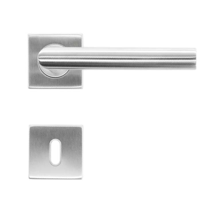 Poignée de porte pro carré belluno 19mm inox plus rosace barbe