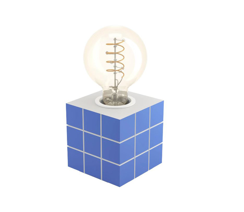 Lampe de table - bleu - 9x9x9cm - dimmable - E27 - 1x60W