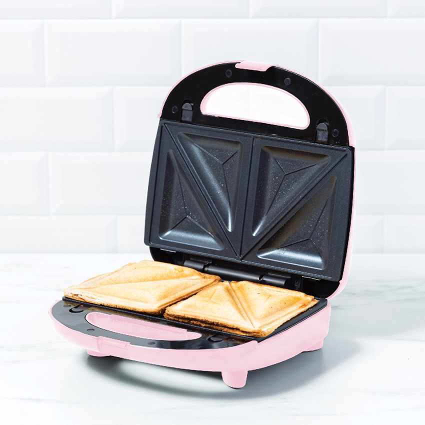 3-in-1 croque-, wafel- en paninimachine roze antikleeflaag & PFAS-vrij