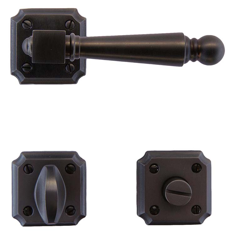 Poignée de porte pro genua carbon noir avec serrure toilette
