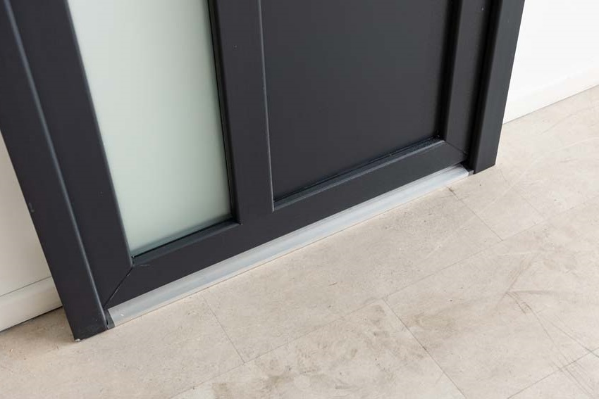 Porte extérieure Lumeo PVC vitrage mat anthracite/blanc 1000x2000mm droite