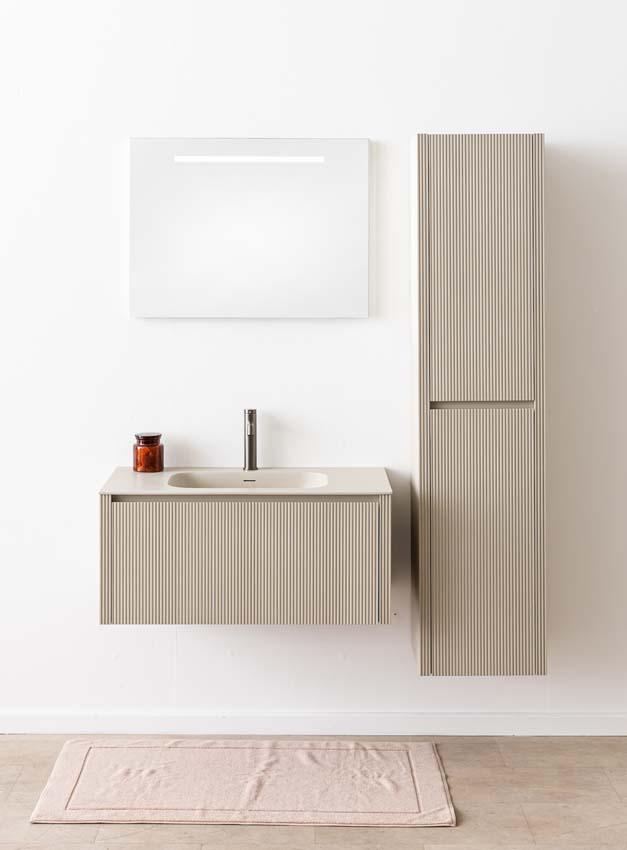 Badkamermeubel Amelia rookgrijs met enkele wastafel mat 90cm