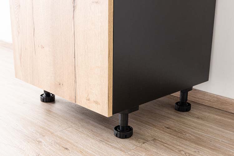 Armoire de cuisine Plenti armoire colonne pour four et réfrigérateur noir/aspect bois 60x208cm