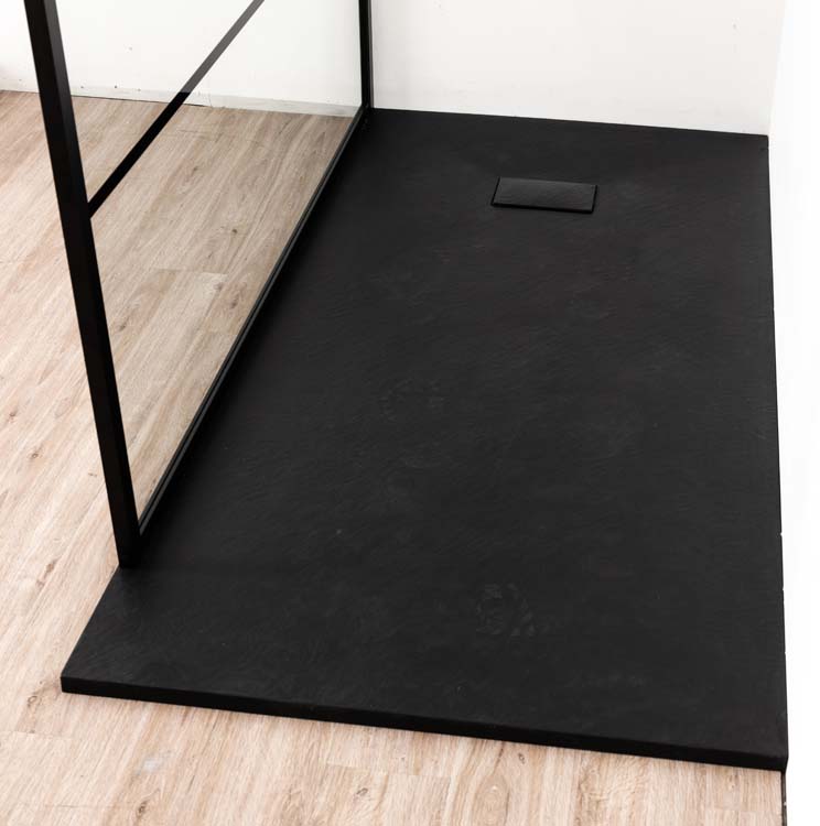 Vaste douchewand Ugo 160 x 200 cm incl stang mat zwart Vaste douchewand Ugo 160 x 200 cm incl stang mat zwart