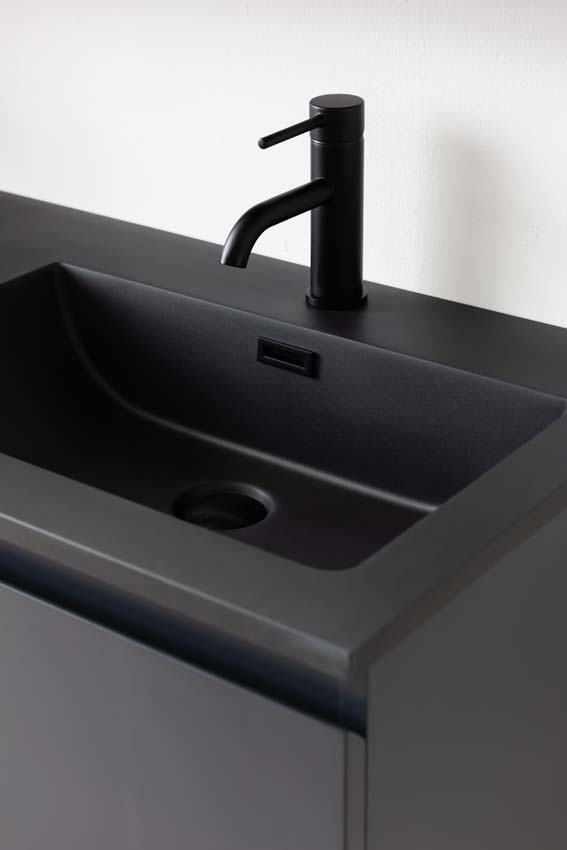 Badkamermeubel Tibo grijs 1200 mm dubbele wastafel zwart mat