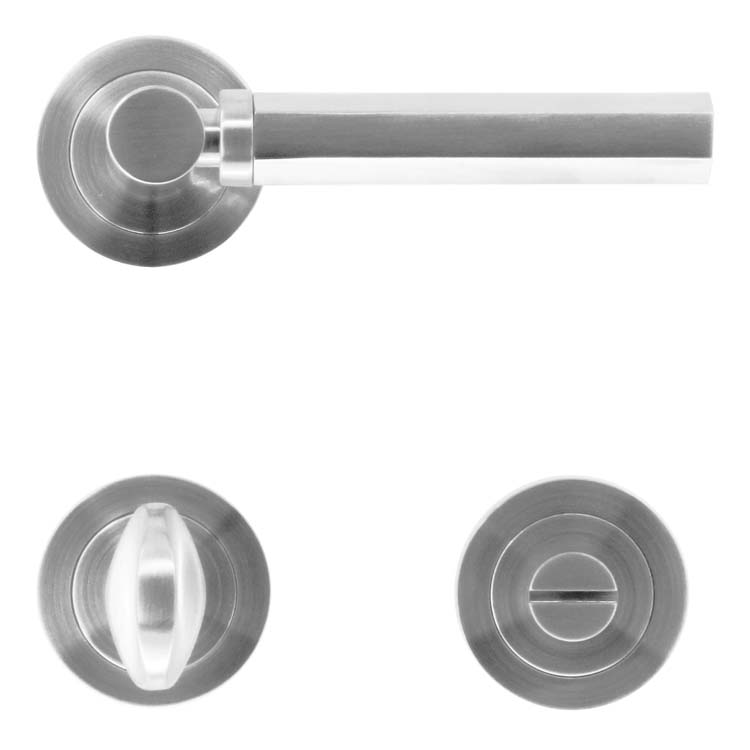 Deurkruk pro siracusa inox look met WC-slot