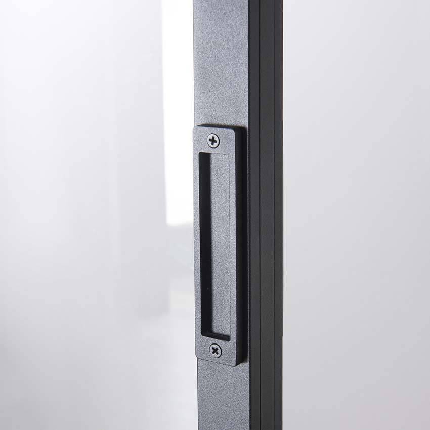 Complete enkele schuifdeur Luxe Dimaro Nero helder glas 3R op maat zwart + rail zwart