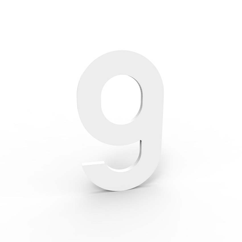 Huisnummer 9 eSafe aluminium wit 10cm / 4mm dikte