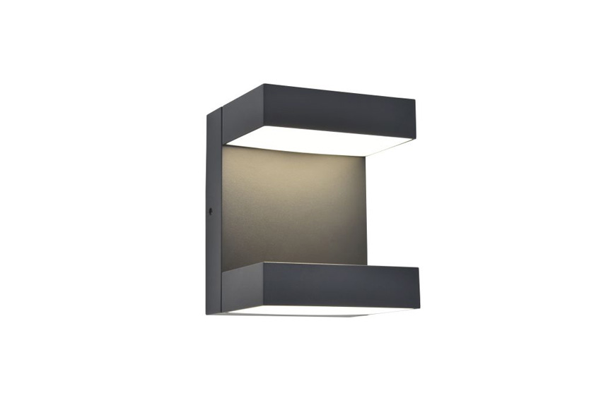 Wandlamp buiten - donkergrijs - 12x15,1x10,8cm - LED - 1x13W - 3000/4000K - IP65