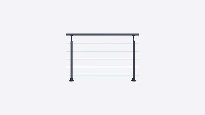 Kit de garde-corps Rena aluminium noir 150cm fixation au sol