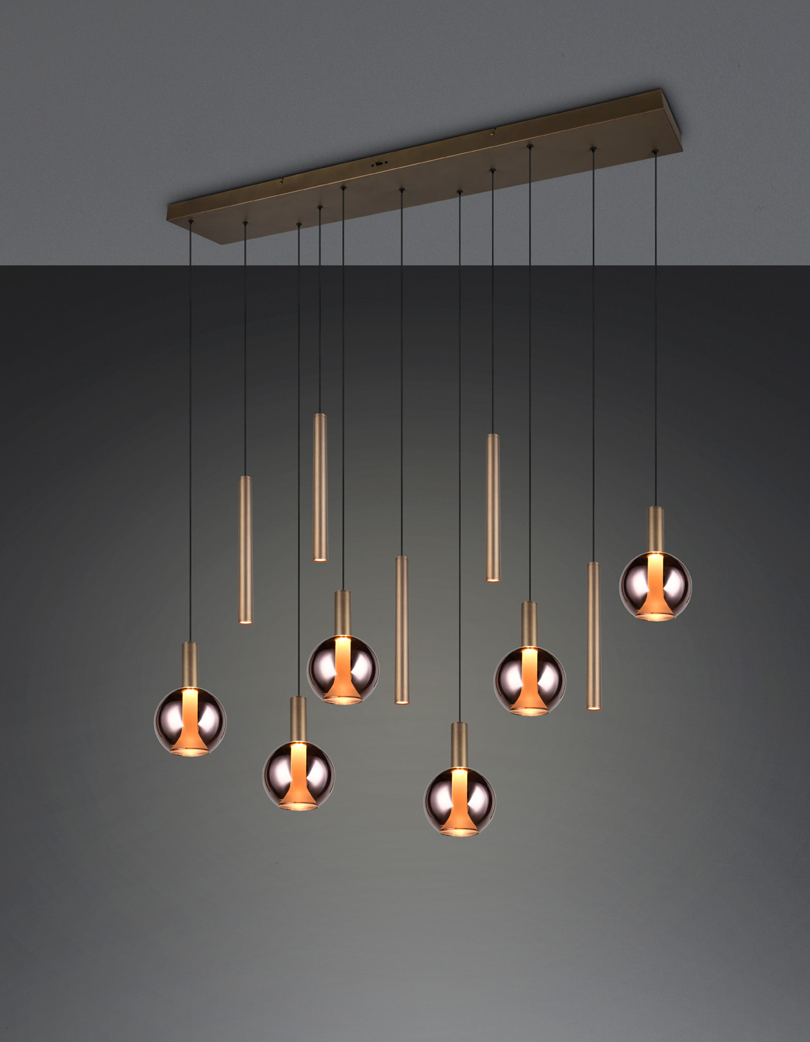 Suspension - bronze - 120x29x150cm - dimmable - LED - 6x7W + 5x3W - 2300/3000/4000K
