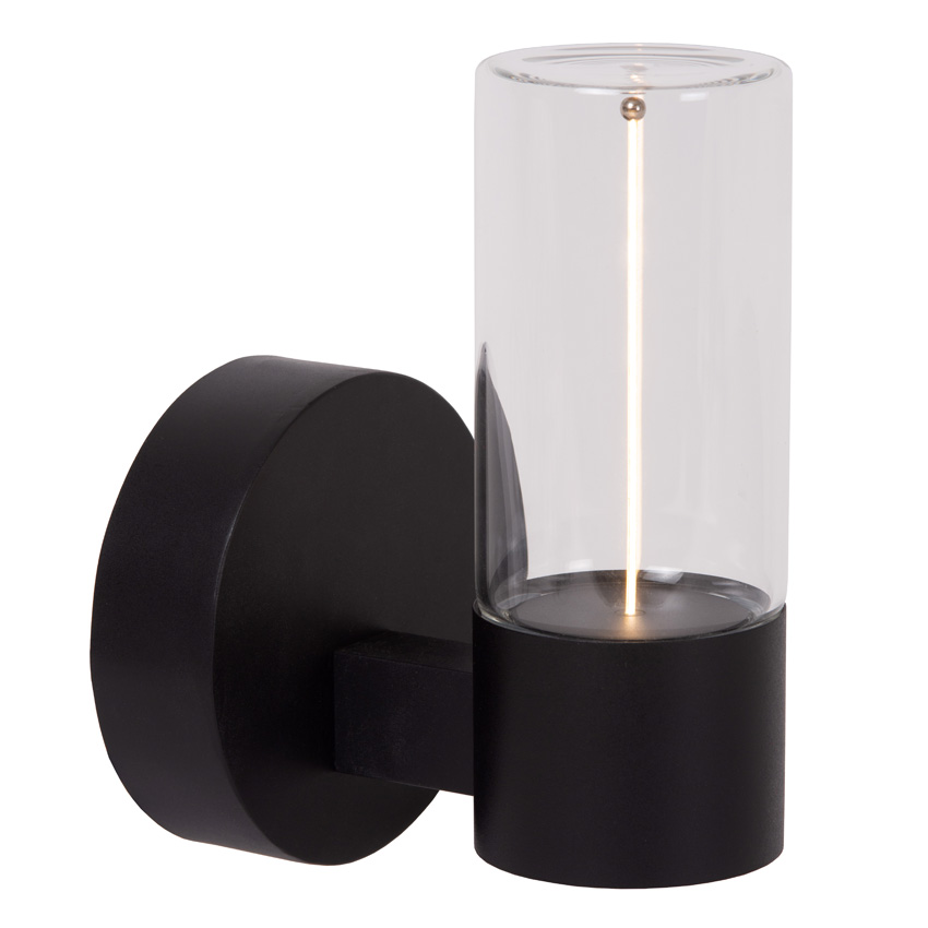 Lucide Essential Filani - Applique murale intérieur/extérieur - LED - 1x6,5W - 2700K - IP54 - Noir