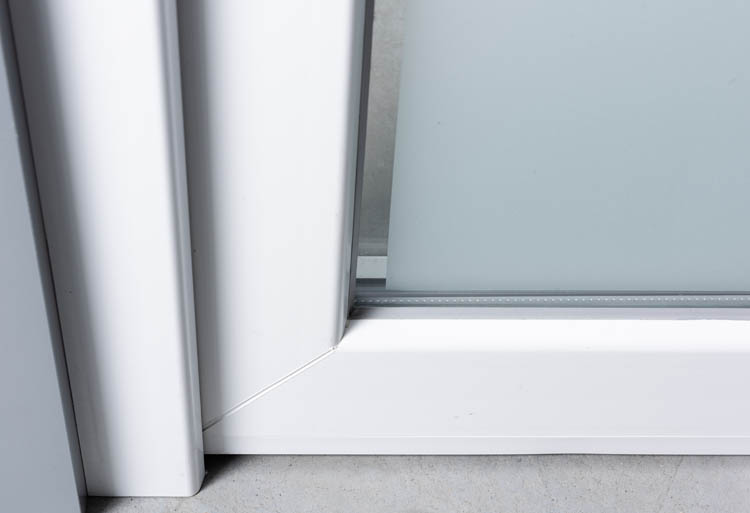 Porte extérieure 3 lignes claires PVC verre mat blanc 980x2180mm ouvrant à gauche