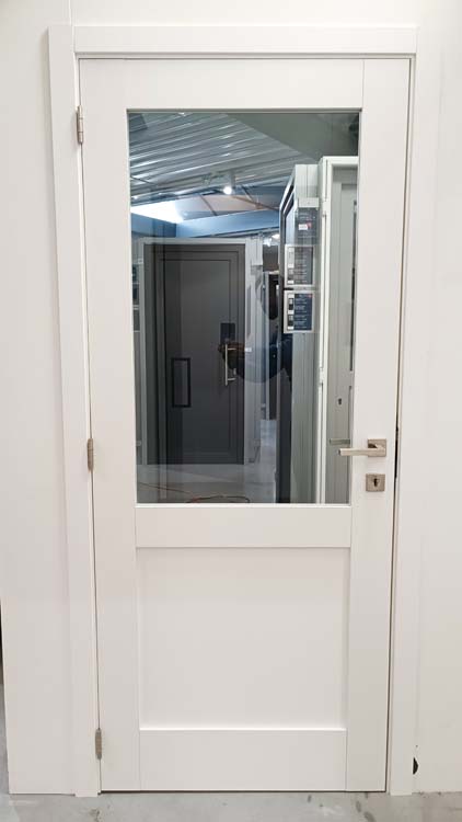 Complete binnendeur Palladium wit 1R helder glas 83x201,5cm omkeerbaar + deurkast 20cm