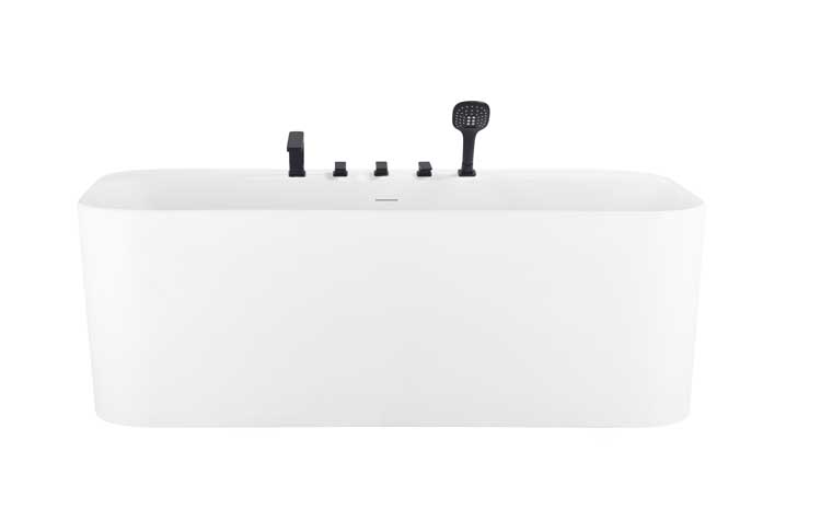 Half vrijstaand bad Amor mat wit met zwarte kraanset 170x80cm