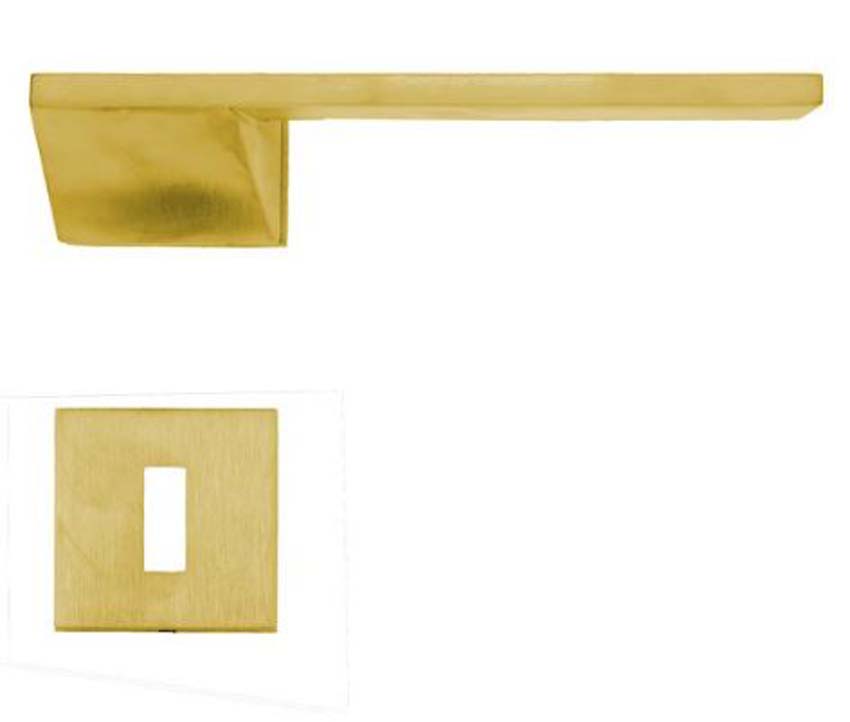 Poignée de porte pro Seliz cuivre mat ronde 19mm set complet avec rosaces et plaque de clé