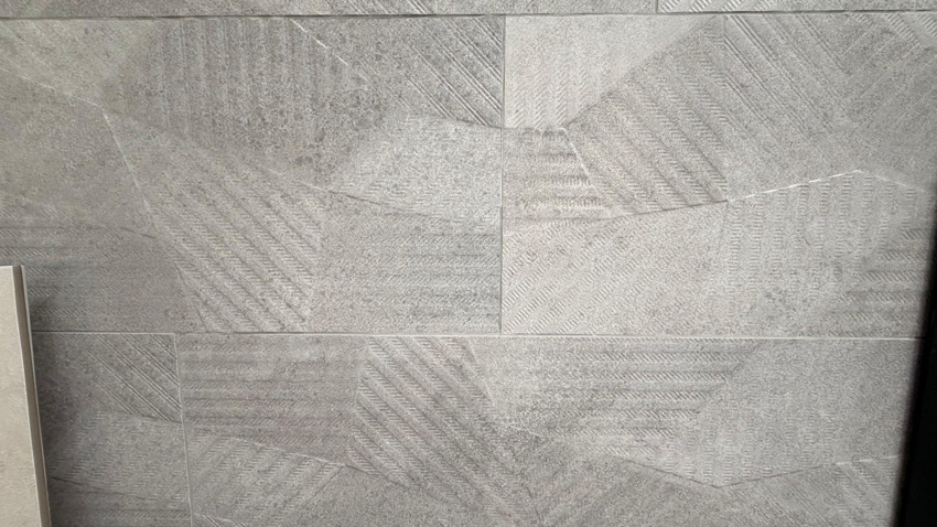 Carrelage mural Phoenix gris décor géométrique 30x90cm