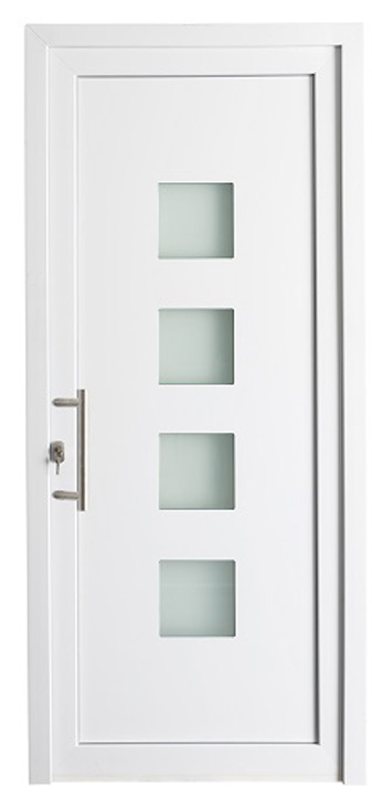 Buitendeur pvc wit/wit 4 ruiten geen rand L MW